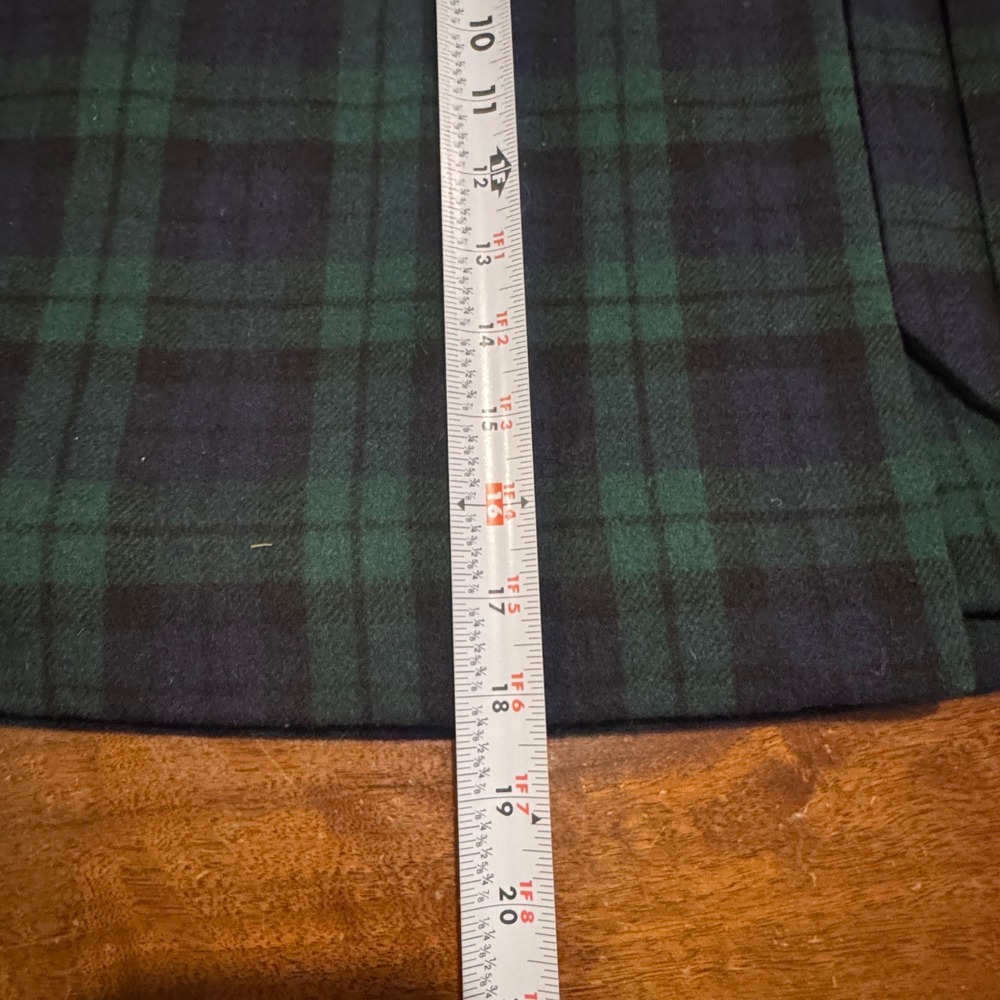 J.Crew Black Tartan Plaid Wool Blend Side‎ Tie Old Money Mini Skirt Green Navy 4 - Picture 6 of 6